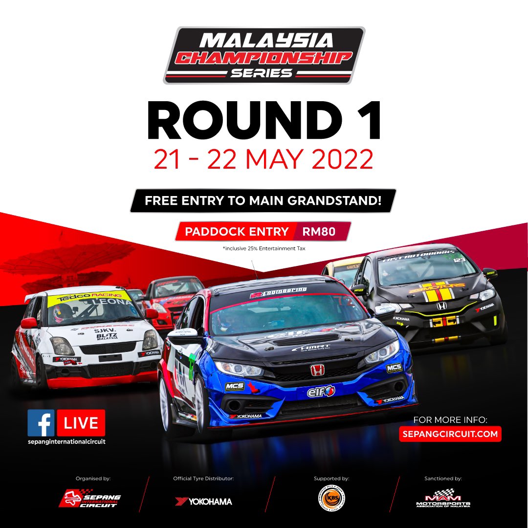 sepangcircuit's tweet image. Mark your calendar for MCS Round 1 this weekend 🏁 #MCS2022

Come down and witness the battle from the Main Grandstand/Paddock or watch the race live on our Facebook page 🔥

Swipe left for more info ⬅️

#FullGas #FullThrottle