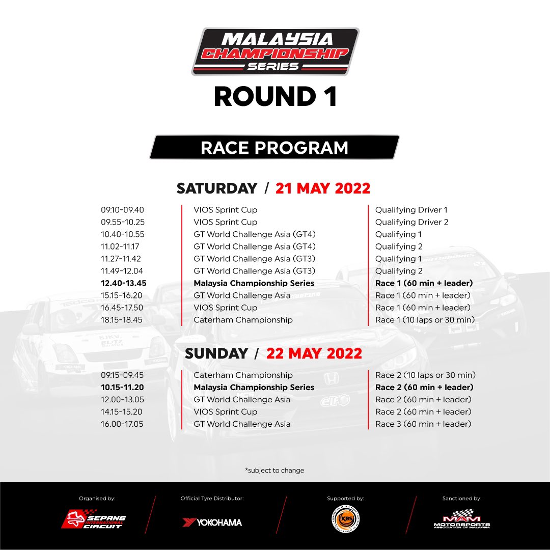 sepangcircuit's tweet image. Mark your calendar for MCS Round 1 this weekend 🏁 #MCS2022

Come down and witness the battle from the Main Grandstand/Paddock or watch the race live on our Facebook page 🔥

Swipe left for more info ⬅️

#FullGas #FullThrottle