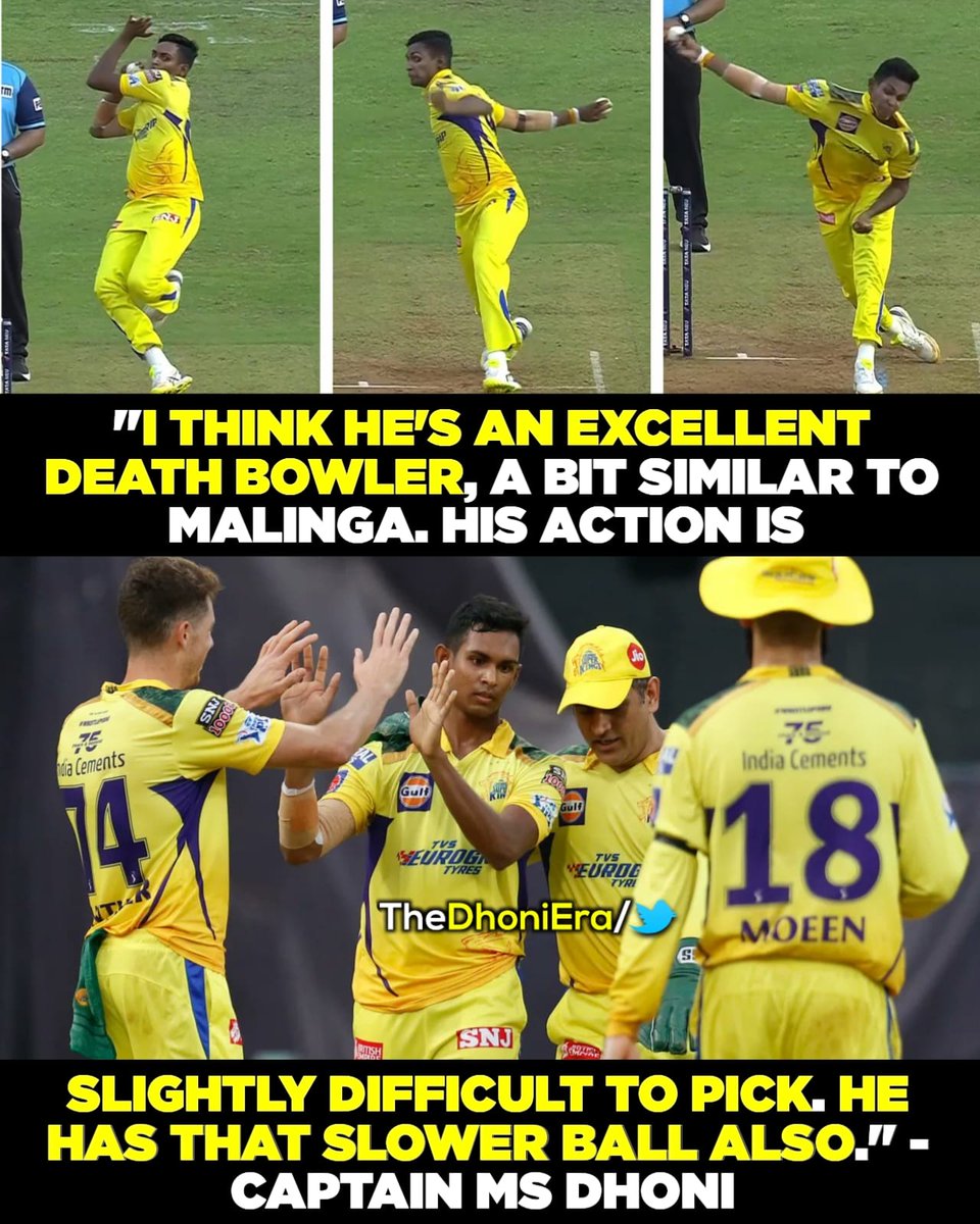 TheDhoniEra's tweet photo. Our Captain on Young Talent Matheesha Pathirana 🦁💛

@msdhoni | #MSDhoni | #WhistlePodu https://t.co/7PvlashqTi