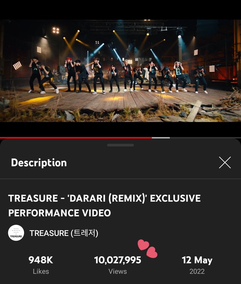 TREASUREs_chart's tweet photo. DARARI (REMIX) EXCLUSIVE PERFORMANCE VIDEO has now surpassed 10,000,000 views on YouTube 🔥🎸 

🔗: https://t.co/hi9dELrTFa

#TREASURE_DARARI
#DARARI #TREASURE 
#트레저 #다라리
@treasuremembers https://t.co/V47RvfsMKx
