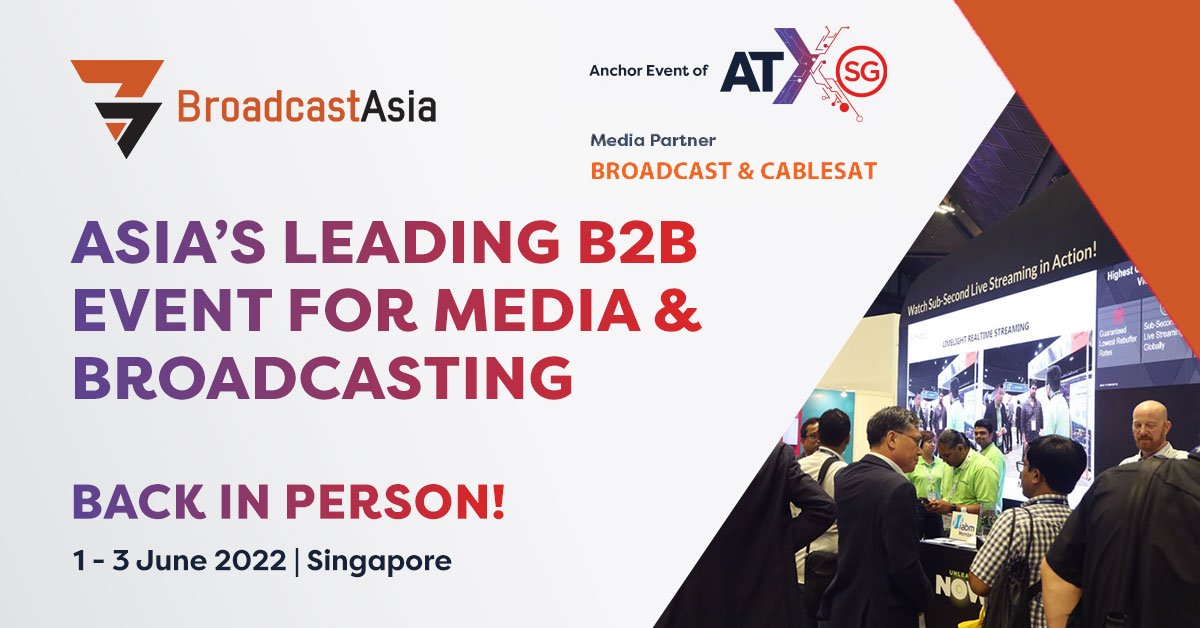 Join <a href="/BroadcastAsia/">BroadcastAsia</a>, Asia’s leading infocomm media &amp; tech event, taking place June 1-3 2022 in Singapore.

spr.ly/6009KxH3S 

See you at #BroadcastAsia 2022!

#ATxSG
