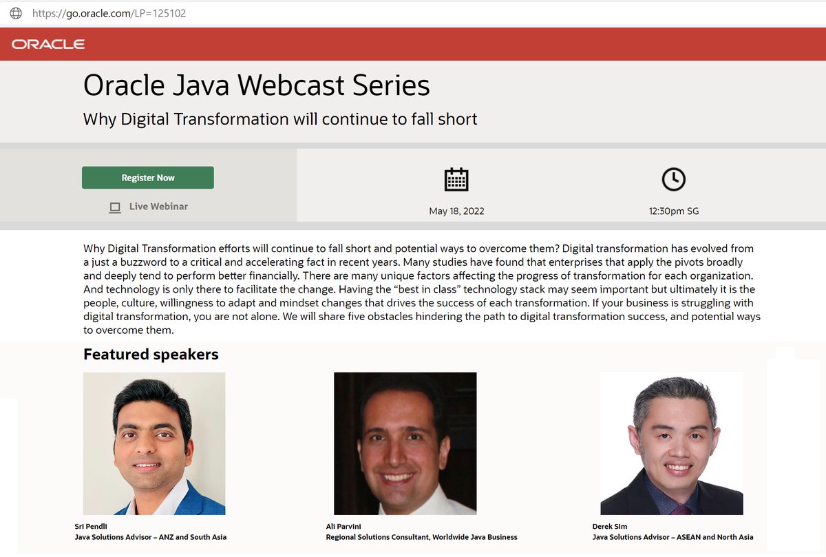 Just finished another Oracle Java Webcast!
go.oracle.com/LP=125102

#Oracle #Java