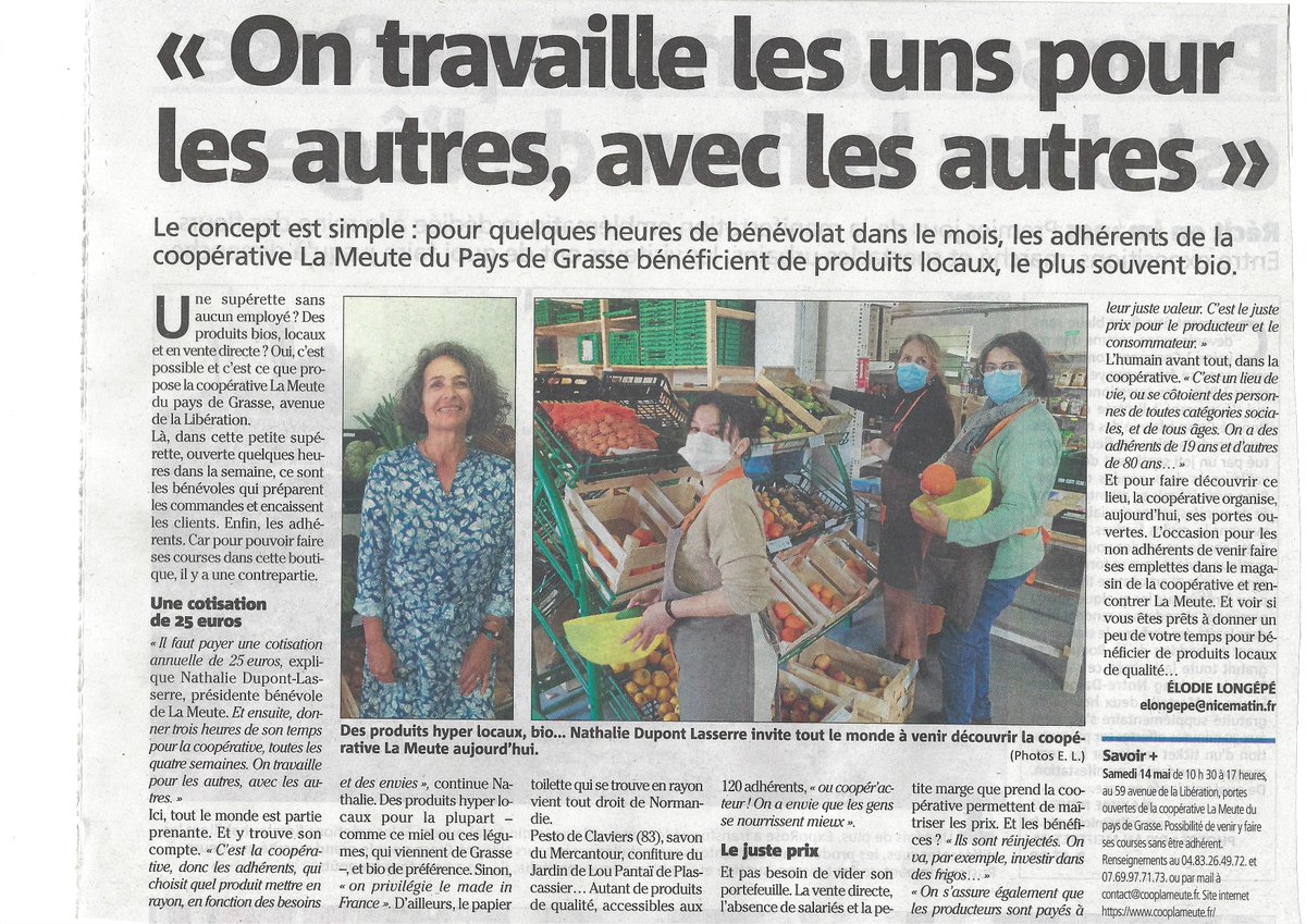 Merci <a href="/nicematin/">nicematin</a> de mettre en lumière notre supérette coopérative et participative 😍
Un titre qui reflète bien la dimension collective qui nous tient tant à coeur...
#grasse #mangerbon #mangersain #mangermieux #consommerautrement #consommerresponsable  #producteurslocaux