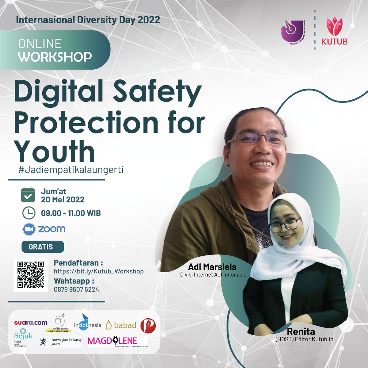 Webinar perlindungan digital 20 Mei 2022. Daftar di sini bit.ly/Kutub_Workshop

#InternationalDiversityDay
#DiversityDay2022 #JadiEmpatiKalauNgerti 
#BeingEmpathicWhenUnderstand