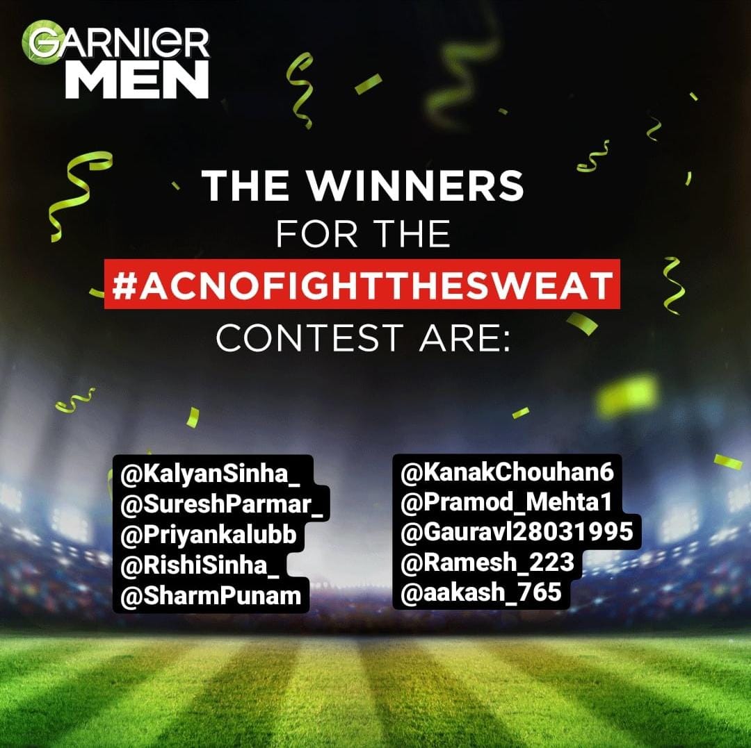 Garnier Men India (@thegarnierman) on Twitter photo Congratulations Winners!
DM us on Instagram with your details to receive the vouchers ASAP!🥳
<a href="/KalyanSinha_/">Kalyan Sinha</a>
<a href="/SureshParmar_/">Suresh Parmar®ㅤ ㅤ ㅤ ㅤ ㅤㅤ ㅤ ㅤ ㅤㅤㅤ ㅤ ㅤ ㅤ ㅤ ㅤ ㅤ ㅤㅤ ㅤ</a>
<a href="/Priyankalubb/">प्रियंका शर्मा</a>
<a href="/RishiSinha_/">Rishi</a>
@SharmPunam
@KanakChouhan6
<a href="/Pramod_Mehta1/">Pramod Mehta</a>
<a href="/Gauravl28031995/">Gaurav Lamba ✨ 🇮🇳 #MI💙 🐼</a>
<a href="/Ramesh_223/">Ramesh</a>
<a href="/aakash_765/">𝓐𝓪𝓴𝓪𝓼𝓱 𝓜𝓪𝓵𝓲𝓴</a>
instagram.com/thegarnierman
#AcnoFightTheSweat Congratulations Winners!
DM us on Instagram with your details to receive the vouchers ASAP!🥳
<a href="/KalyanSinha_/">Kalyan Sinha</a>
<a href="/SureshParmar_/">Suresh Parmar®ㅤ ㅤ ㅤ ㅤ ㅤㅤ ㅤ ㅤ ㅤㅤㅤ ㅤ ㅤ ㅤ ㅤ ㅤ ㅤ ㅤㅤ ㅤ</a>
<a href="/Priyankalubb/">प्रियंका शर्मा</a>
<a href="/RishiSinha_/">Rishi</a>
@SharmPunam
@KanakChouhan6
<a href="/Pramod_Mehta1/">Pramod Mehta</a>
<a href="/Gauravl28031995/">Gaurav Lamba ✨ 🇮🇳 #MI💙 🐼</a>
<a href="/Ramesh_223/">Ramesh</a>
<a href="/aakash_765/">𝓐𝓪𝓴𝓪𝓼𝓱 𝓜𝓪𝓵𝓲𝓴</a>
instagram.com/thegarnierman
#AcnoFightTheSweat