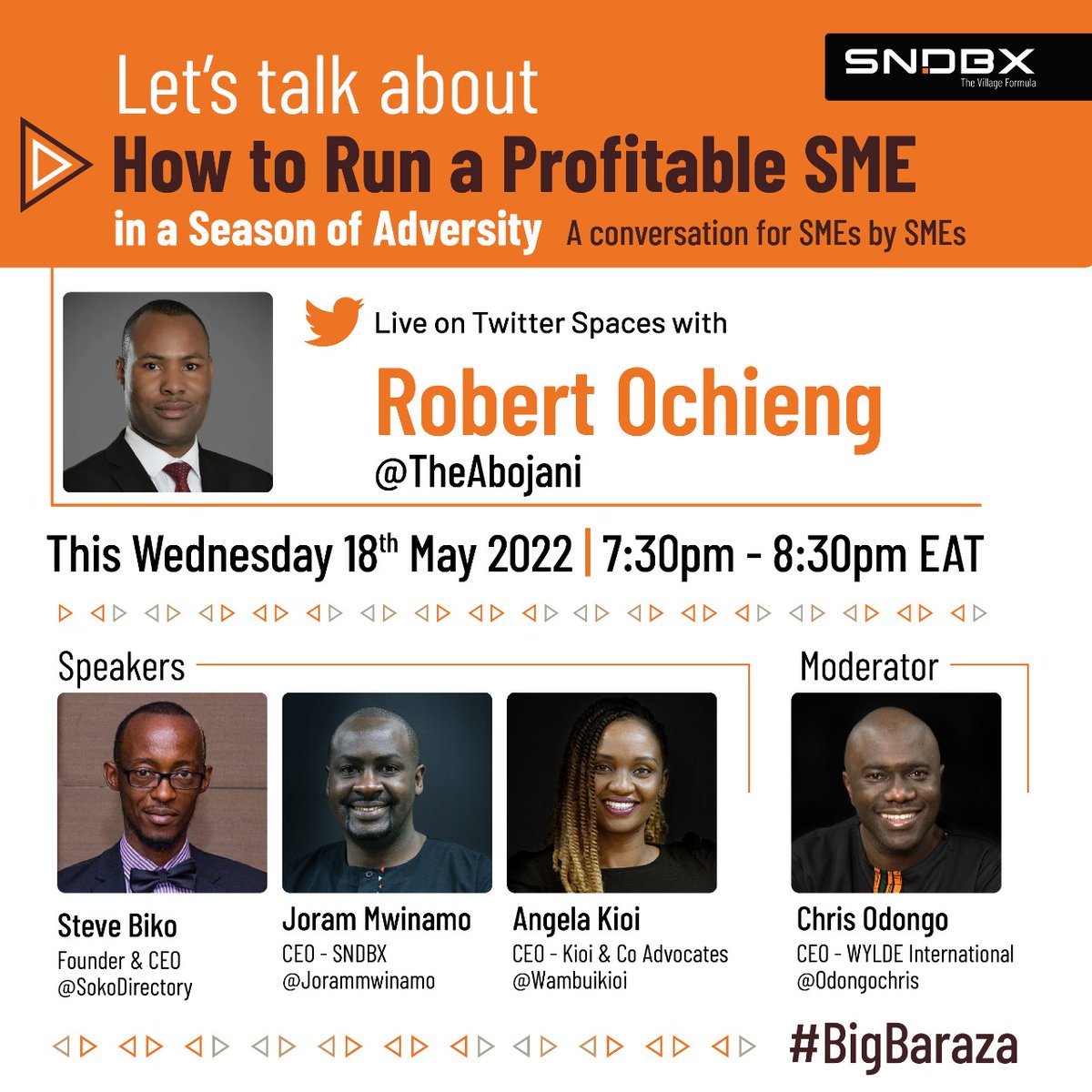 jumaf3's tweet photo. Okay... This is happening today with @TheAbojani having a great panel of @SokoAnalyst @Jorammwinamo @wambuikioi and @odongochris... These are some great minds to talk about how to run a profitable SME... Set your reminder... https://t.co/Cb6v9Dfidx