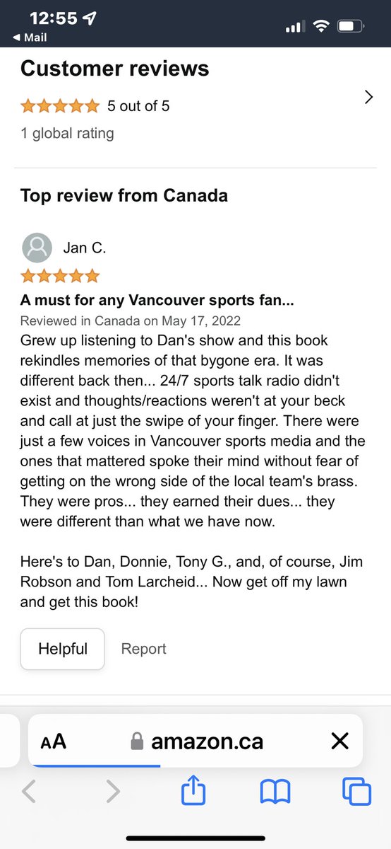 DanRussellST's tweet photo. I’m such a rookie at this book author stuff, but here is first (?) review from Amazon posted by former BC Lions standout Jan Carinci. #LongestRunning #Memoir https://t.co/O4FQapjmmr