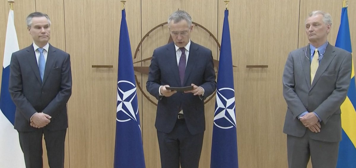 Finland and Sweden ❤️. The NATO application has been received. #natohakemus