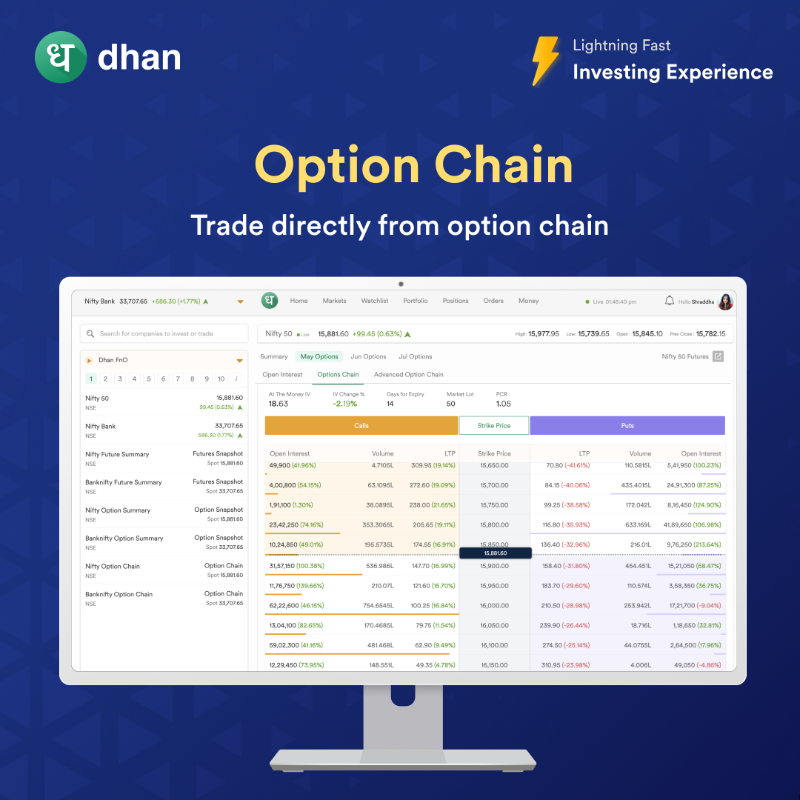 DhanHQ's tweet photo. Essentials for an Options trader 👇

⚡️ Live Market Scanners
⚡️ Instant Order Placement
⚡️ Useful tools like Rollover, Reverse, &amp; Swap

Dhan has it all, and more! Install now ✅