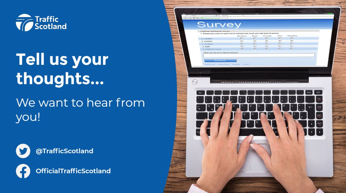 trafficscotland's tweet photo. It is your time to give us feedback about our service!
📝 Please click on the link: https://t.co/bcwe6LvJ3V
#HelpfulFeedback #mytrafficscotland #TSSurvey2022 https://t.co/GpiJWAAM1a