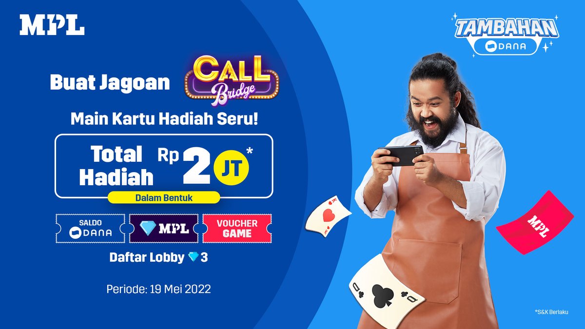 mpl_id's tweet photo. PANGGILAN UNTUK MASTER CALL BRIDGE‼️ Ikutan sekarang juga karena ada total hadiah 2 Juta Rupiah untuk kamu. #DANAdiMPLID 🤑

Sikat di sini: https://t.co/2fxdFzMVSf https://t.co/wgkJjA3mKp
