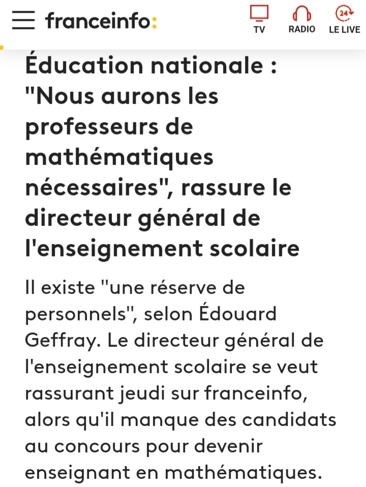 stylos_les's tweet photo. 🗣Edouard Geffray (DGESCO) : il existe une "réserve de personnels" face à la pénurie de candidats pour enseigner.🤤
➡️ L'académie de Versailles : organise 4 jours de job-dating foireux pour recruter 1300 enseignants et des centaines de personnels à l'arrache. Grosse panique !😱 https://t.co/4DQQiipaUO