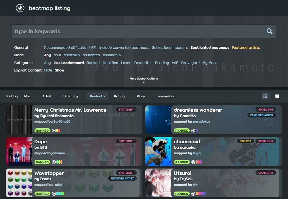 osu! on X: looking for some new maps to try? every entry in the Beatmap  Spotlights since Summer 2020 is now tagged and listed on the website! all  420 of them, in