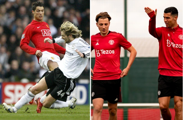 💥Ronaldo tur bindiriyor!

👉Premier Lig'in eski ünlü yıldızı Robbie Savage'ın 19 yaşındaki oğlu Charlie ile 37 yaşındaki Cristiano Ronaldo, Manchester United idmanında