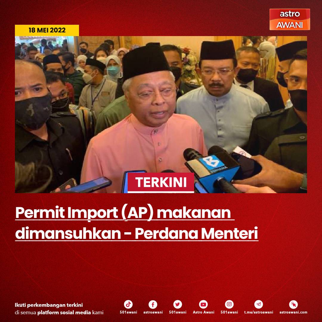501Awani's tweet photo. Menurut Perdana Menteri, pemansuhan itu berkuatkuasa serta-merta dan ia kini terbuka kepada sesiapa sahaja untuk mengimport makanan dari luar negara.

Ikuti berita terkini di https://t.co/HapRkhNisD

#AWANInews https://t.co/p7tsNCai1k