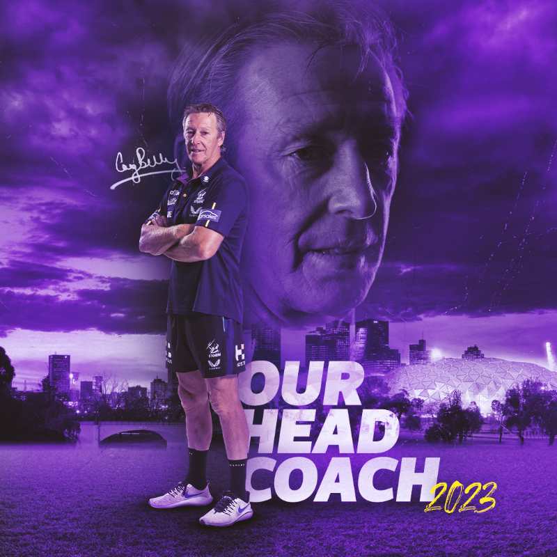 storm's tweet photo. Craig Bellamy, Head Coach. 2023.