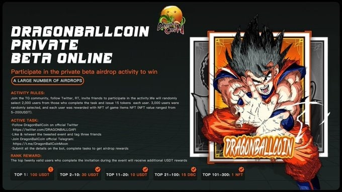 Airdrop6_com's tweet photo. New #airdrop: DragonBallcoin
Reward: 15 DBC (~$5) &amp; 1 NFT
News: GamePlay
Distribution date: June 10th

🔗Airdrop Link: https://t.co/zMk3ECE9q5 https://t.co/zm3v8gLwoO