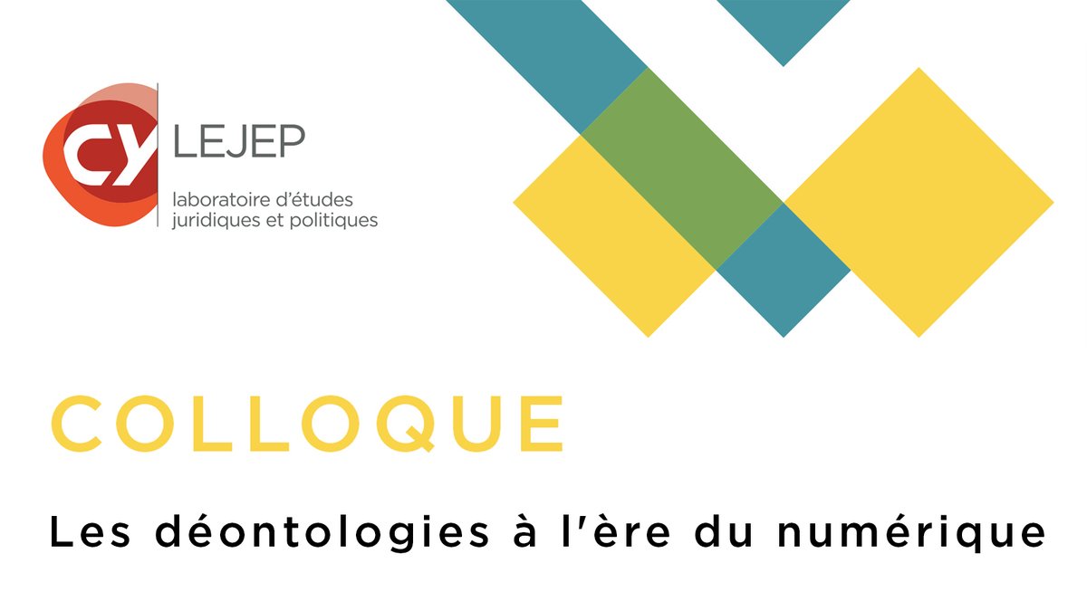 Les #déontologies à l'ère du #numérique 
Assistez au #Colloque organisé par <a href="/BenoitChfs/">Benoît chaffois</a> et <a href="/simfarges/">Simon Farges</a>, sous l'égide du <a href="/Lejep_droit/">LEJEP DROIT UCP</a> de CY Cergy Paris Université
🗓️ Jeudi 02 juin 2022 | 14h30 - 19h30
📍Salle Simone Veil <a href="/UniversiteCergy/">CY Cergy Paris Université</a>
👉Inscription : cutt.ly/NFqGFmH