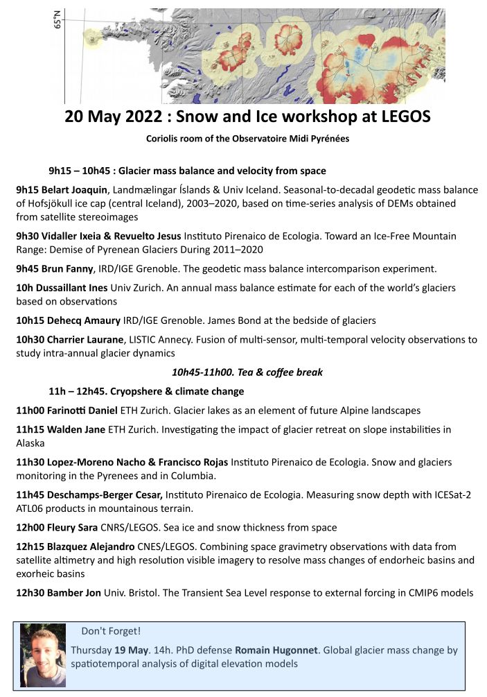 "Refreshing" program for the Snow &amp; Ice workshop that we organize next Friday <a href="/ObsMip/">Observatoire MP</a>. Even James Bond is registered...