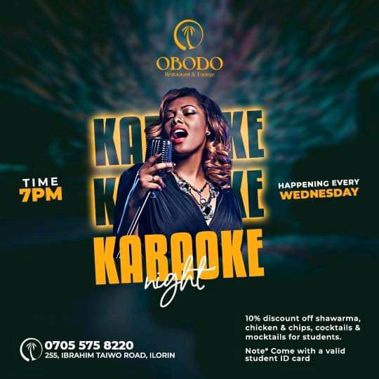 Forget about singing in the shower,It's time to grab the mic and show your friends how things are done!!!! Retune your voice chords and prepare for a fun Karaoke Night, tag two friends you will be coming along with this Wednesday #SingAlongRestaurant #Wednessday #ilorin #obodo