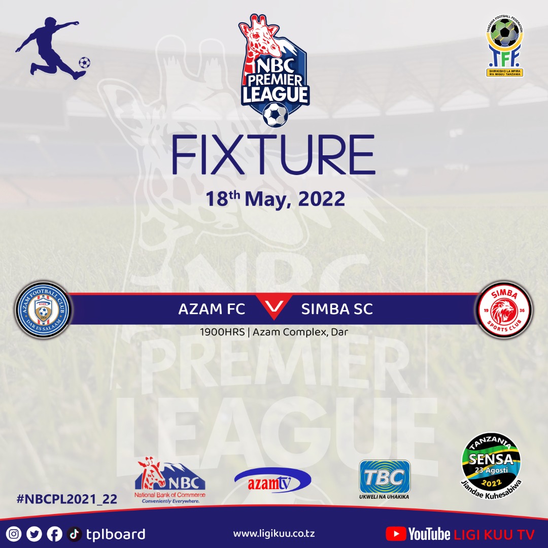 tplboard's tweet photo. Ratiba ya Ligi Kuu ya NBC leo Mei 18, 2022.
#NBCPLFixtures
@tplboard @Tanfootball @NBCTanzania @azamtvtz @TBConlineTZ https://t.co/DipY63Hzh5