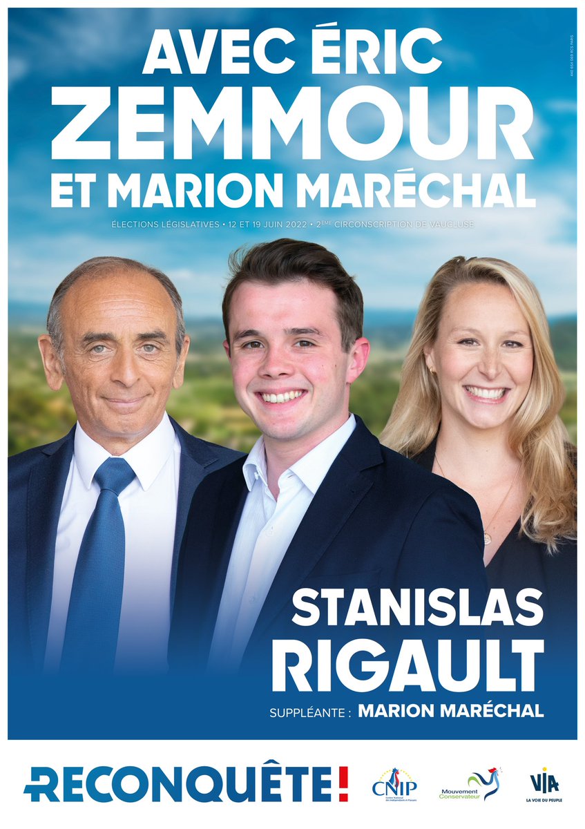 stanislasrig's tweet photo. 🔴J’ai l’honneur de vous annoncer que @MarionMarechal sera ma suppléante pour les élections législatives dans la 2ème circonscription de Vaucluse. 

Le 12 et le 19 juin votez pour le camp patriote ! https://t.co/34PmuMdtOs