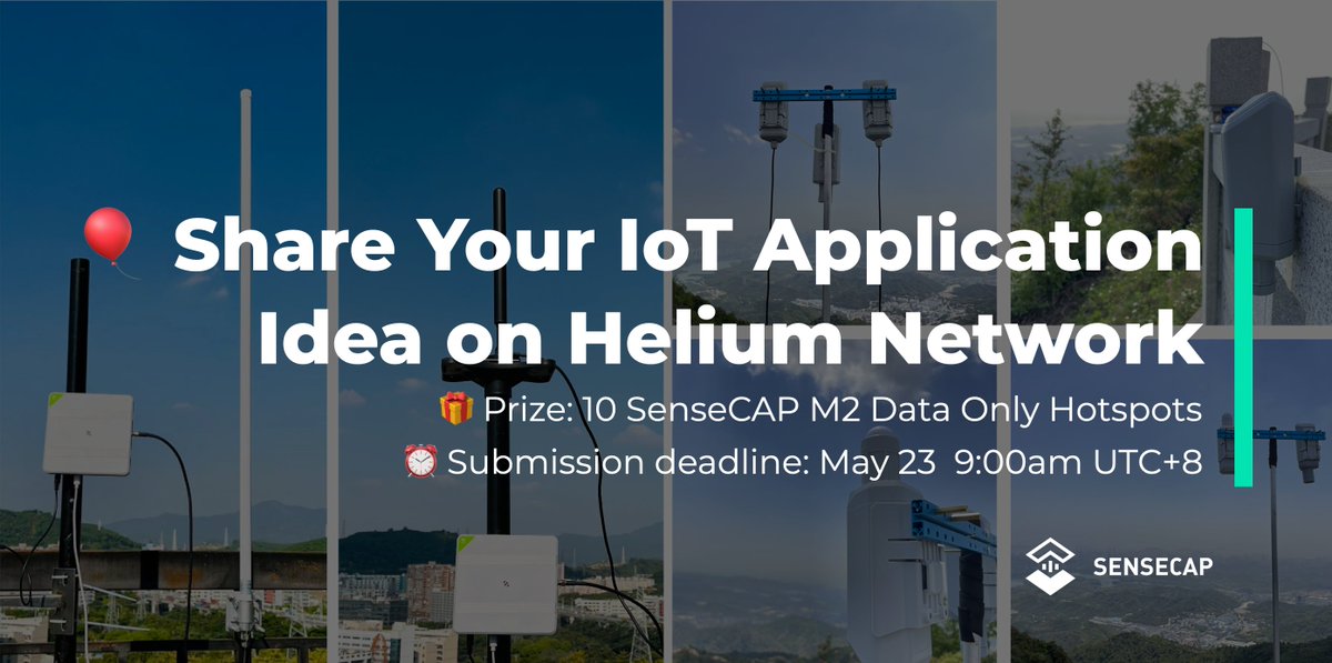 Thanks to the 800k <a href="/helium/">Helium🎈</a> gateways deployed, we now have a global #LoRaWAN network. To encourage more to use #ThePeoplesNetwork to solve real problems, we’re calling for #IoT Applications. The top 10 ideas will be awarded SenseCAP M2 Data Only Hotspots. 👉forms.gle/rPN4ZCRVJuEkpW…