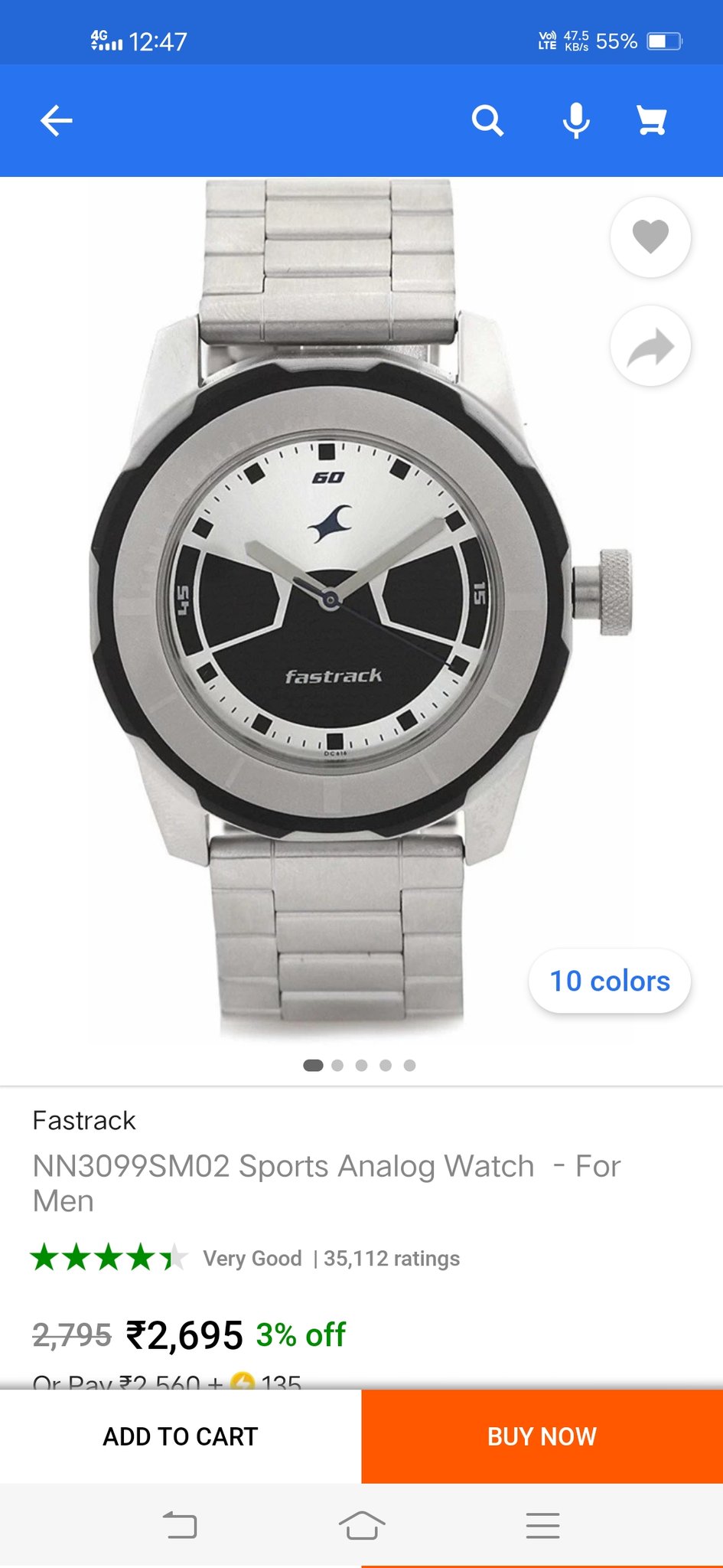 Fastrack watch hot sale speed time 3099sm02