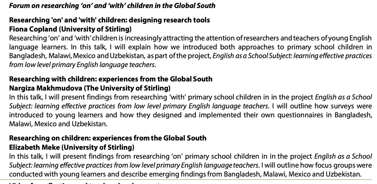 Come and hear about our project team's experiences of researching 'on' and 'with' children in the Global South <a href="/iatefl/">IATEFL</a> Conference this morning, 10:15 in ICC Bar 2 #research #iatefl2022 #EnglishSchoolSubject
