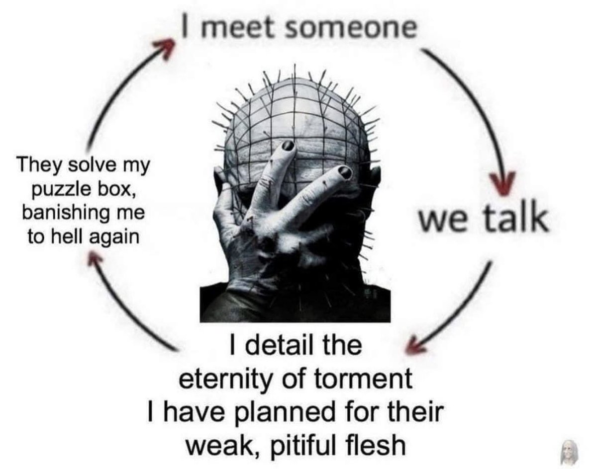 NightDarling1's tweet photo. Everyone asks why pinhead raisin’ heck, never why pinhead in heck to begin with ;( https://t.co/Ka0xorQ5CL