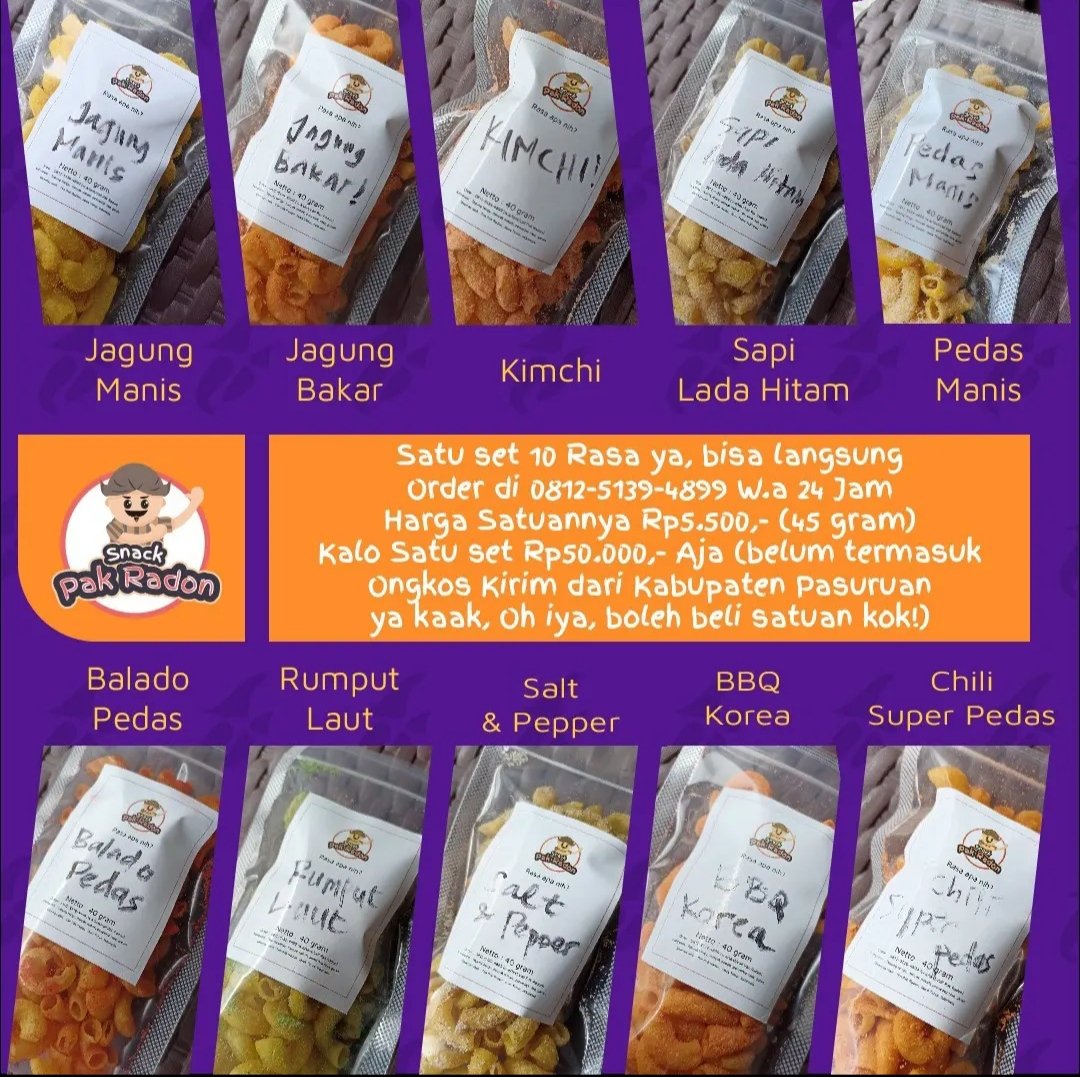 fatm_'s tweet photo. Gaes, gw lagi galang dana nih karena blom dapet kerja, klo ada yg tertarik beli -> Makaroni 10 Rasa, satu set ada 10 bungkus (10 rasa total +-450 gram) cuma 50 rebu.. Cus w.a 0812-5139-4899--Sisa 2 set lagi sebelum produksi lagi https://t.co/FwpmwJ3DmS