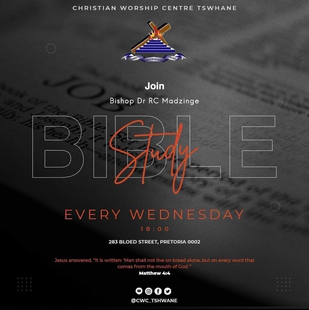 CWC_Tshwane's tweet photo. Please be reminded of our Mid week Service. 

Every Wednesday at 6pm. 

#CWCTshwane
#MidweekService https://t.co/oxWtqj4DtE