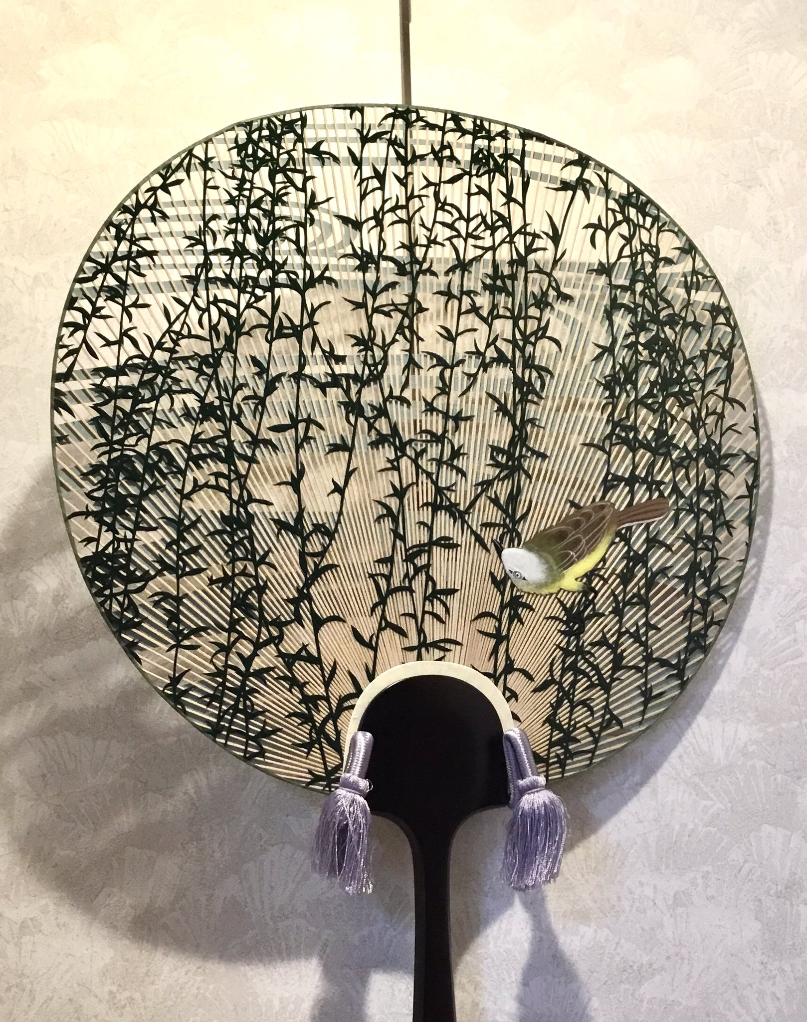 オシャレ 【極希少】京うちわ 都うちわ 阿以波 すかし団扇 両透かし 赤