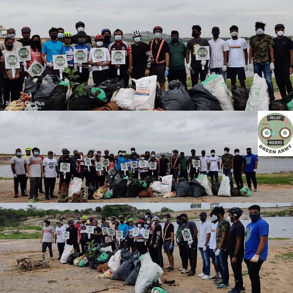 @ApnaSecbad @KTRTRS We always do brother :-)

Here is a photo from #ShamirpetLake #Cleanup as #CommunityServiceByBicycle from #ReliefRidersHyderabad

We as a community #CyclingCommunityOfHyderabad ready to contribute and work with people and with the Government for the best interests of our city