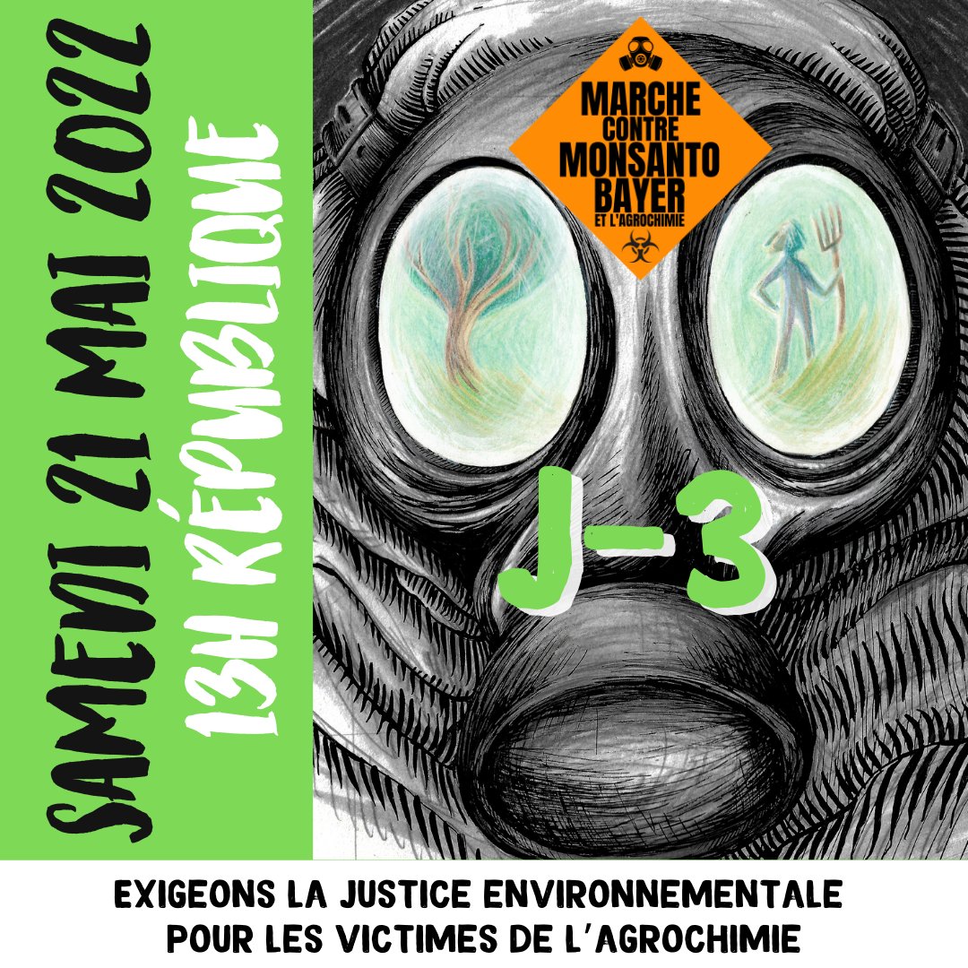 J-3 avant la Marche contre #Monsanto !

Exigeons ensemble justice et réparations pour les victimes de de l'Agent Orange, du Chlordécone et du Glyphosate ⚖ ! Solidarité✊ !

Ces crimes environnementaux et sanitaires ne doivent plus se reproduire !

Infos➡️ fb.me/e/2gQvBMtLO