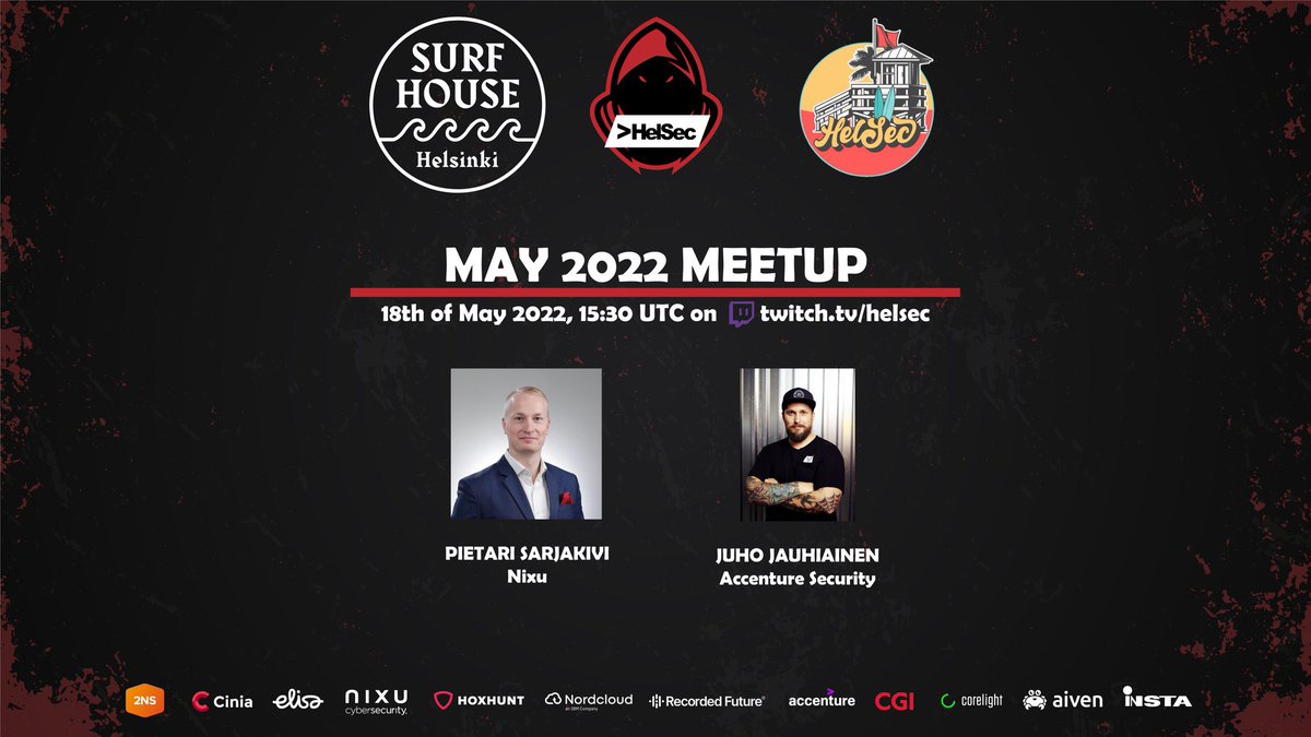 JuhoJauhiainen's tweet photo. See you today in @HelSecurity 🤘🏻🏄♀️🌴
#helsec https://t.co/n5vD2POzqQ