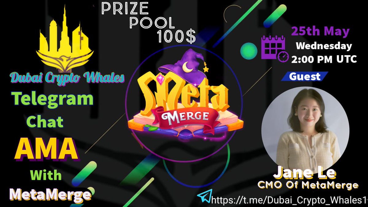 URchristiano07's tweet photo. We're Pleased to announce our next #AMA with @meta_merge 
 on 25th May 2:00 PM UTC
Reward Pool: 100$ 🔥
Venue https://t.co/hlqg2D8005
♦️ Rules
✅ Follow @CryptoWhalesDCC &amp; @meta_merge 
✅Like&amp;Retweet
✅Comment Questions &amp; Tag 3 Friends with your BEP20 address https://t.co/8T0HkICukR