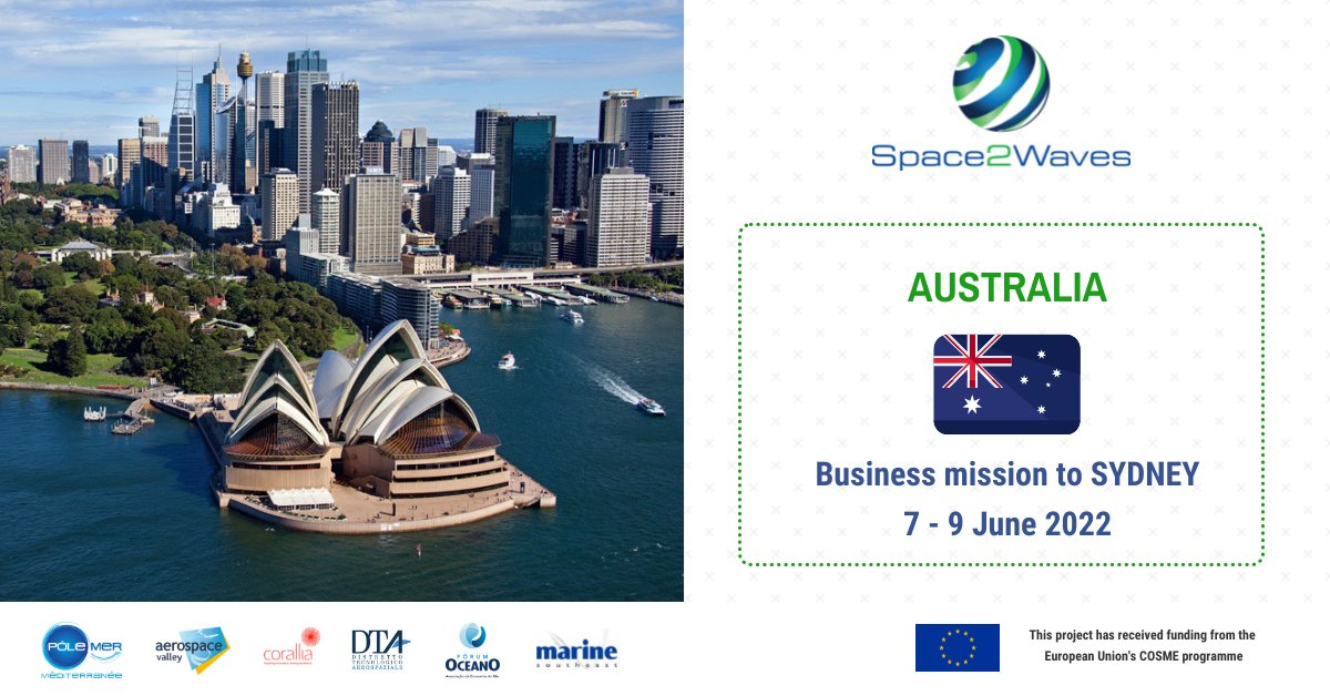 📢Big News ! Our second international mission, organized by <a href="/PoleMerMed/">Pôle Mer Méditerranée</a>, will take place in #Sydney 🇦🇺 !

A great opportunity to introduce the <a href="/Space2Waves/">Space2Waves</a>  community to the local ecosystem and confirm business opportunities.

#Australia 

<a href="/Clusters_EU/">European Cluster Collaboration Platform (ECCP)</a> 
<a href="/EU_EISMEA/">EISMEA</a>