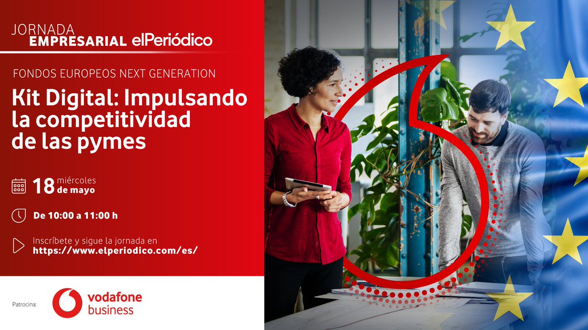 ¡Empieza ya #VodafoneKitDigital, una sesión online gratuita en colaboración con <a href="/elperiodico/">El Periódico</a> para hablar sobre cómo los #FondosEuropeos te ayudarán a impulsar y digitalizar tu empresa!

🔴 #ENDIRECTO
👉🏻 bit.ly/37TSW4Y 

👇 Abrimos hilo 👇