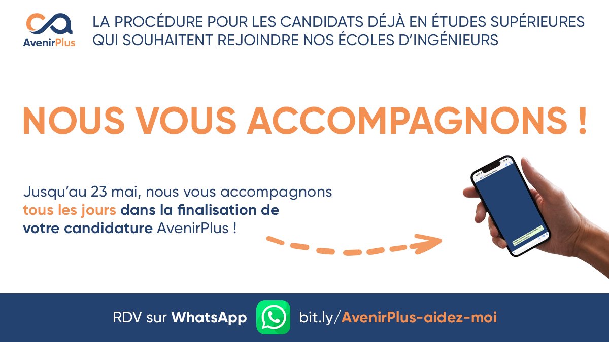 ConcoursAvenir's tweet image. Besoin d&apos;aide pour finaliser votre candidature AvenirPlus ? Contactez-nous sur bit.ly/AvenirPlus-aid… !