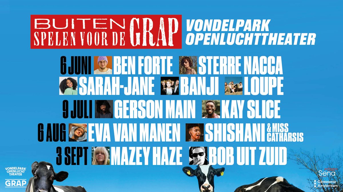 GRAP_Adam's tweet photo. Verder zie je deze zomer Gerson Main (@sms_gersON) en @kayslicemusic (za 2 juli), @ShishaniV &amp; Miss Catharsis en Eva van Manen (za 6 aug) en Bob uit Zuid en @mazeyhaze_ (za 3 sept). 

We zien je in het @OpenluchtTheatr! 🌿 https://t.co/MSVdEJE2rX