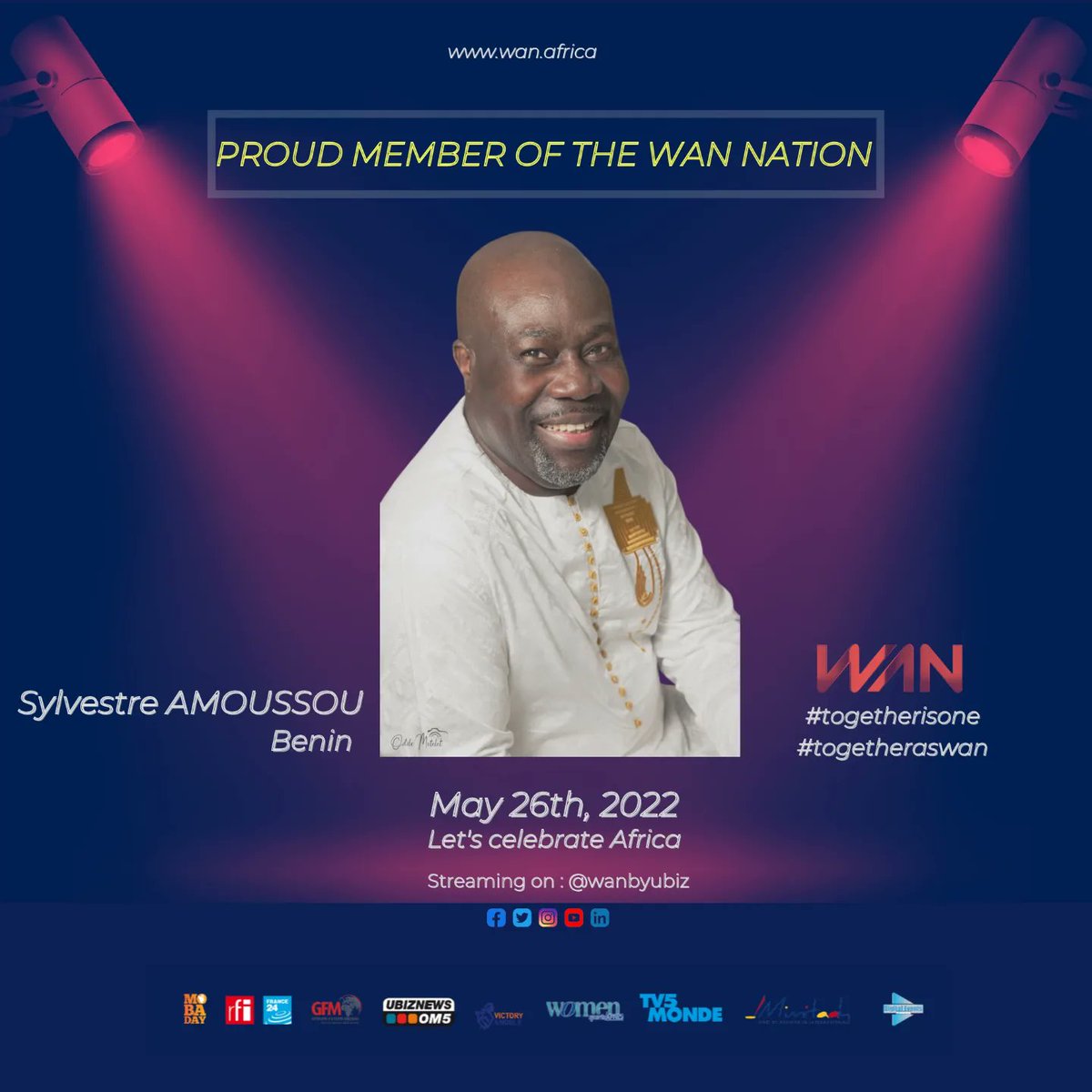WANbyUbiz's tweet photo. Let's join Marie-Philomène Nga, Sylvestre Amoussou, Werewere Liking and Bomou Mamadou for the WAN SHOW 2022 on May, 26th. 
Be there ✌🏾✌️

#iamwan #togetherisone #togetheraswan #afrique #diaspora #wanshow #sports #education #discrimination #roundtable #virtualconcert #wanbyubiz https://t.co/Lib3fI9xKA
