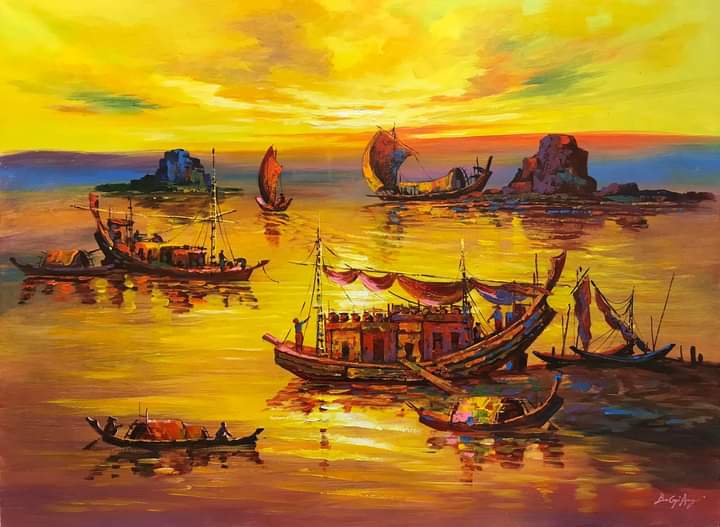 The delightful scenes of the fishermen often seen in the evening sun are beautifully crafted.