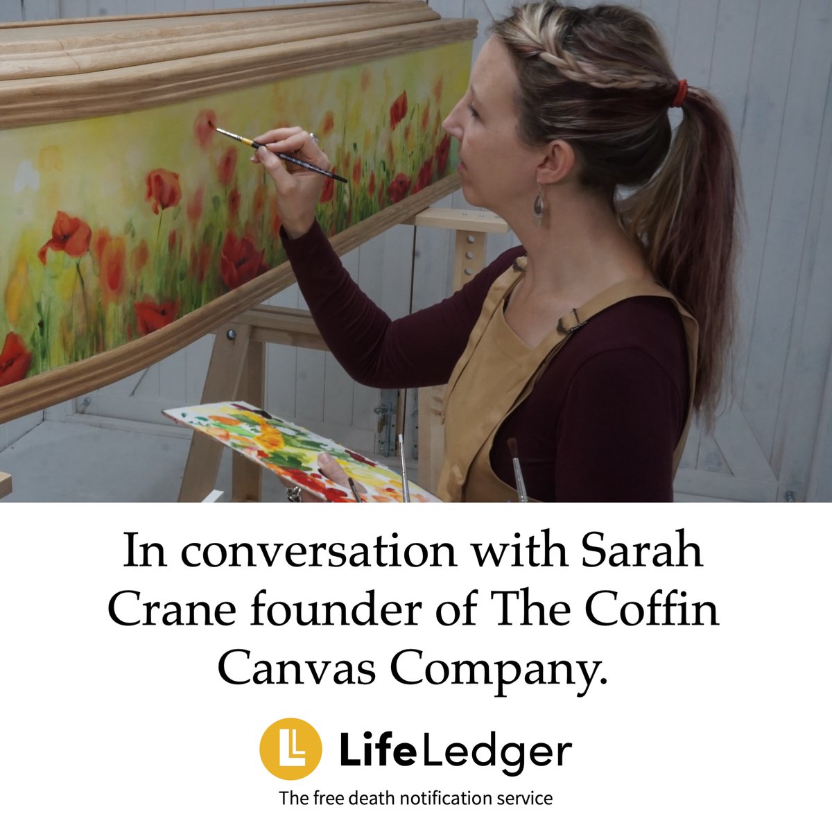 Sarah's CV lists Camberwell Art College, RADA and painting the ‘inside’ of the Lion enclosure at London Zoo, so a little different. 
<a href="/ExitHereFuneral/">Exit Here</a> <a href="/poetic_endings/">Louise Winter</a> <a href="/SigFunerals/">Signature Funerals</a> 

#bereavement #griefjourney #funeralservice #funeraldirector 

shorturl.at/hrDE7