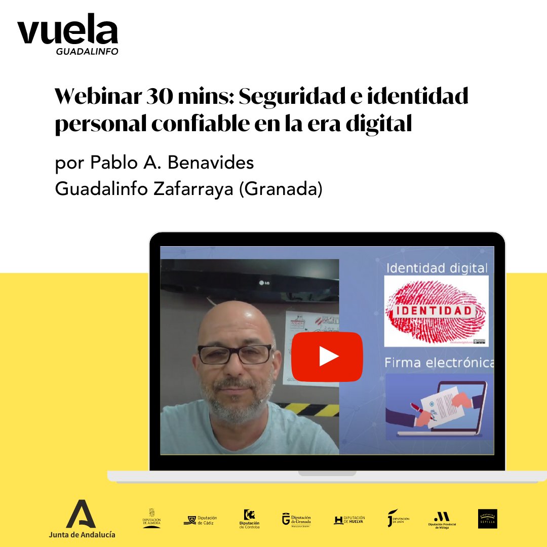 🔐✔️¿Tienes media hora? Descubre qué es la identificación digital y cómo te facilita la vida:Claves para usarla de forma segura en compras online, banca digital o trámites con administración #talleronline ▶️  bit.ly/3LqcdZm #Díadeinternet #preparateyvuela #ciberseguridad