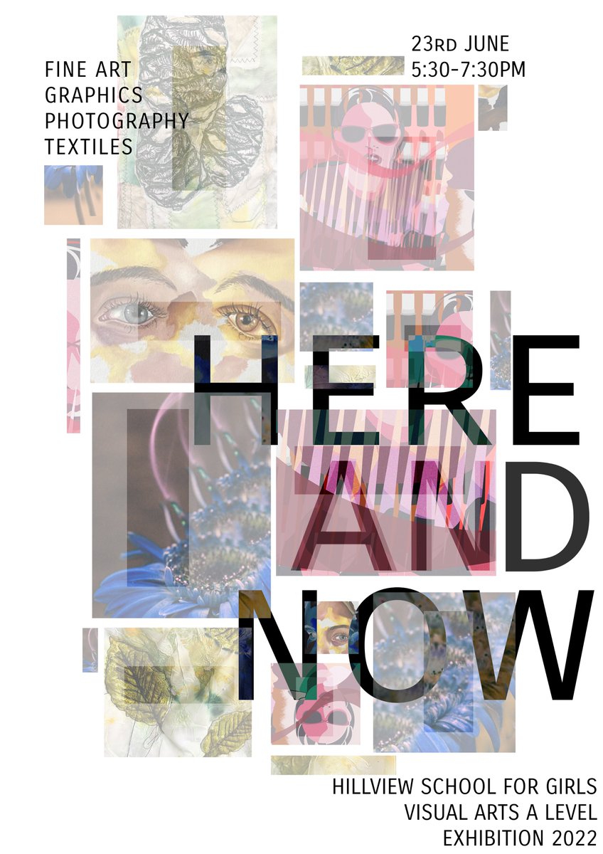 Hillview Visual Arts A Level Exhibition: 
'Here and Now'. 
23rd June 2022, 5.30 - 7.30pm
We hope to see you there! 🎨🖌

#hillviewvisualarts #alevelexhibition