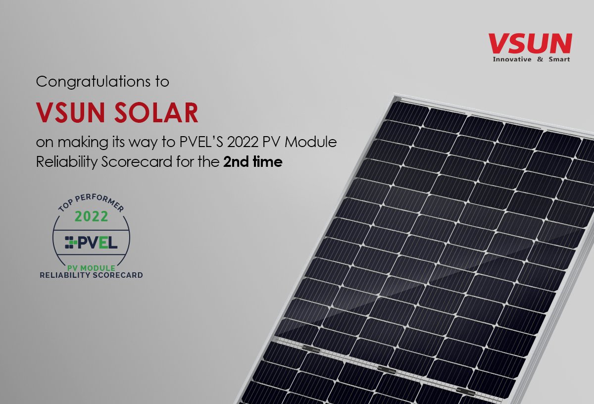 vsun_solar's tweet photo. VSUN solar has been named a #TopPerformer for the consecutive year in the annual PV Module Reliability Scorecard published by #PVEL.
We strive to do our best in customer satisfaction and it is a great honor to have been chosen for these awards. https://t.co/yzW9SlwKwq