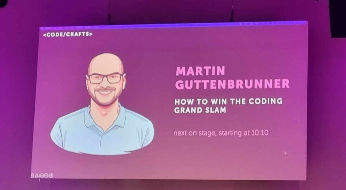 _Sony_C's tweet photo. Second talk at @CodeCraftsVie with Martin Guttenbrunner from @Dynatrace 🤩 giving us some hints on how to win the "coding grand slam" 😁 aka craft exceptional code starting with the major one: "don't let your code riot" 🤖 #codecrafts #BestPractices #ITtwitter #ITworld https://t.co/pi0EgIBpYz