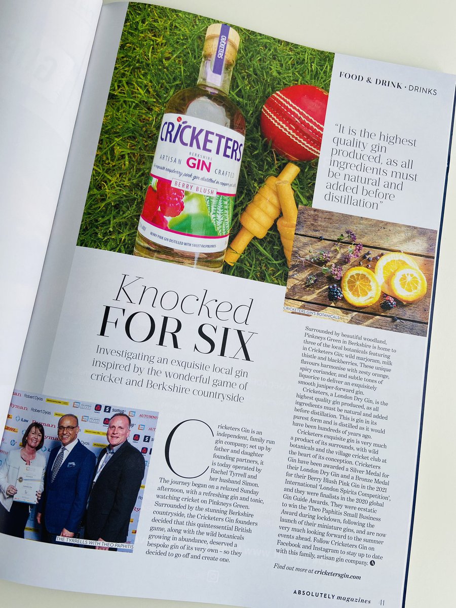 So excited to be featured in <a href="/AbsolutelyBucks/">Absolutely Bucks and Berks</a> chatting about our <a href="/TheoPaphitis/">Theo Paphitis</a> Small Business Award
 #SBS #AbsolutelyMagazines #SmallBusiness #gin