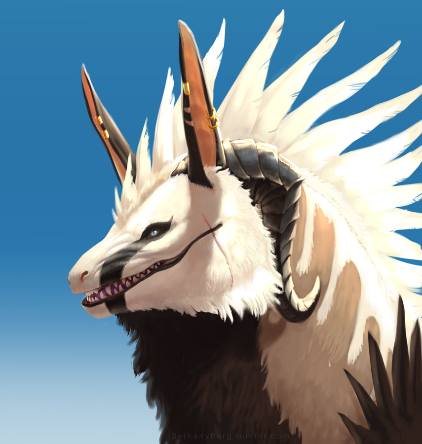 solo blue eyes horns furry blurry 1boy male focus  illustration images